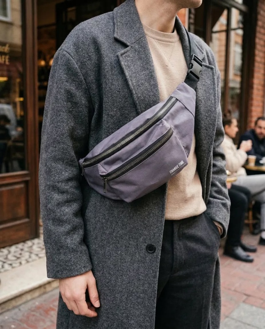 Lila Unisex Bel Çantası Çapraz Askılı Günlük Kullanım Fermuarlı 30x13 cm - Lisinya Lila Unisex Bel Çantası Çapraz Askılı Günlük Kullanım Fermuarlı 30x13 cm - Lisinya