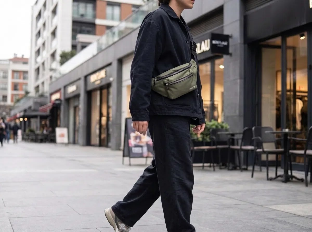 Haki Unisex Bel Çantası Çapraz Askılı Günlük Kullanım Fermuarlı 30x13 cm - Lisinya Haki Unisex Bel Çantası Çapraz Askılı Günlük Kullanım Fermuarlı 30x13 cm - Lisinya