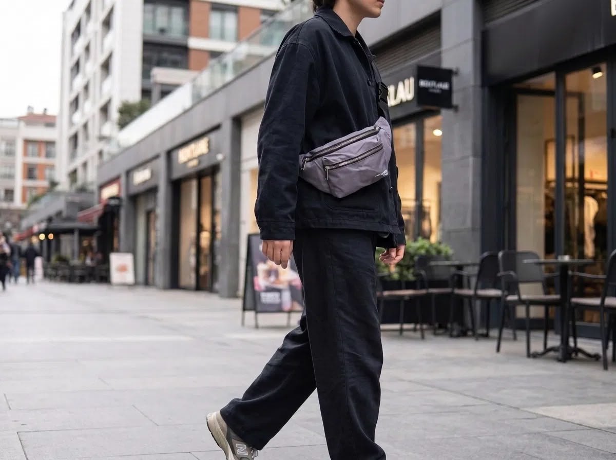 Lila Unisex Bel Çantası Çapraz Askılı Günlük Kullanım Fermuarlı 30x13 cm - Lisinya Lila Unisex Bel Çantası Çapraz Askılı Günlük Kullanım Fermuarlı 30x13 cm - Lisinya