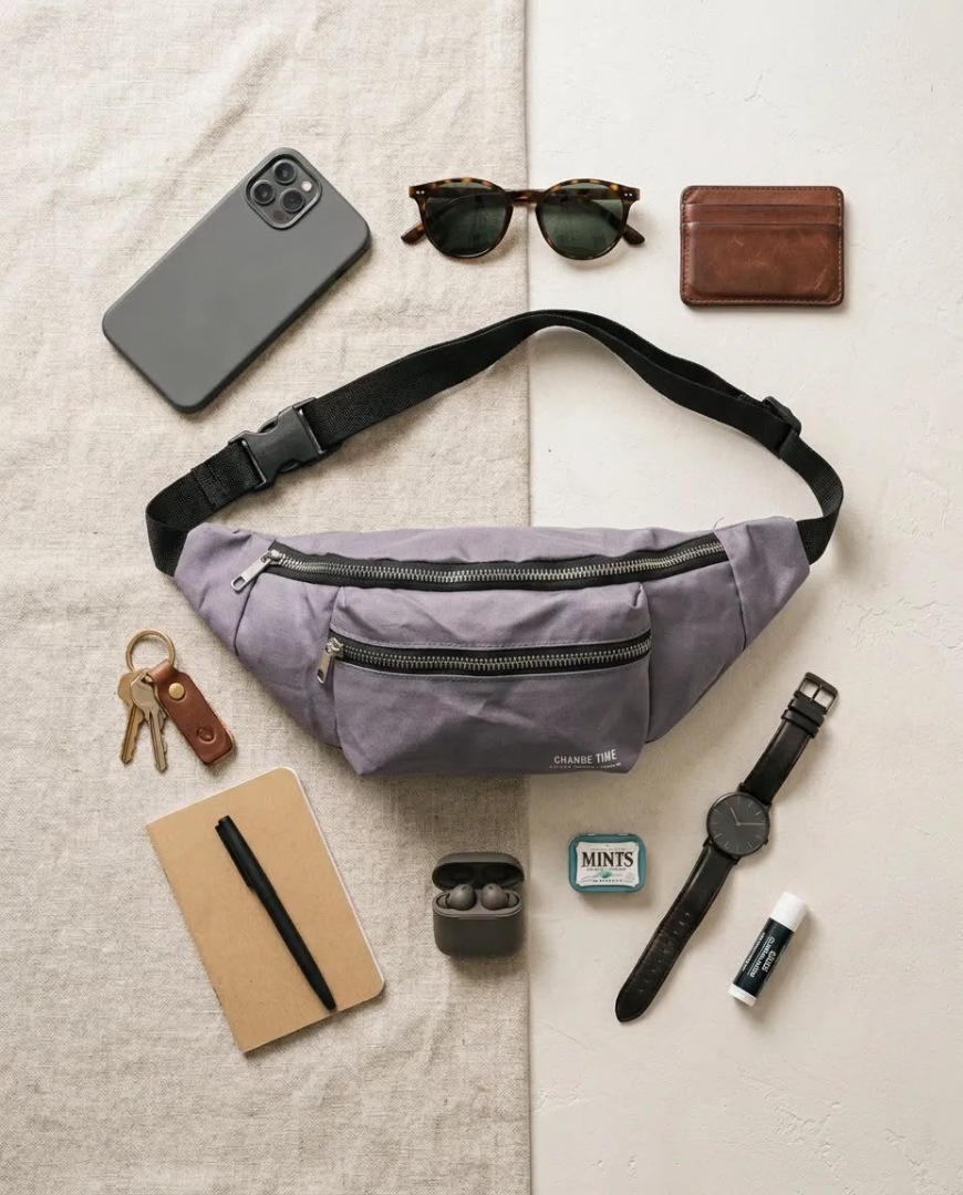 Lila Unisex Bel Çantası Çapraz Askılı Günlük Kullanım Fermuarlı 30x13 cm - Lisinya Lila Unisex Bel Çantası Çapraz Askılı Günlük Kullanım Fermuarlı 30x13 cm - Lisinya