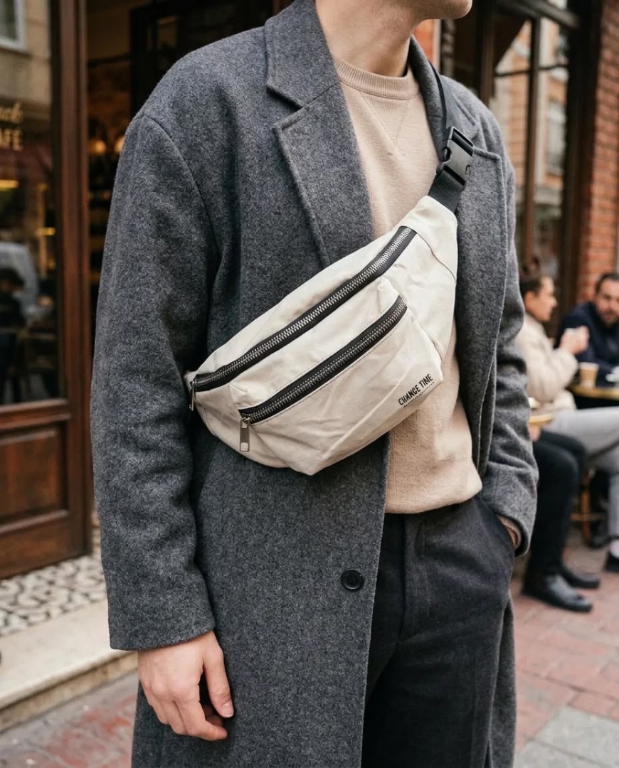 Krem Unisex Bel Çantası Çapraz Askılı Günlük Kullanım Fermuarlı 30x13 cm - Lisinya Krem Unisex Bel Çantası Çapraz Askılı Günlük Kullanım Fermuarlı 30x13 cm - Lisinya