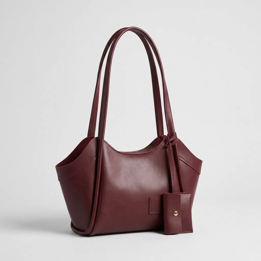 Bordo Gold Aksesuarlı Omuz Çantası Kadın Günlük Şık El ve Omuz Çantası 30x21 cm - Lisinya Bordo Gold Aksesuarlı Omuz Çantası Kadın Günlük Şık El ve Omuz Çantası 30x21 cm - Lisinya