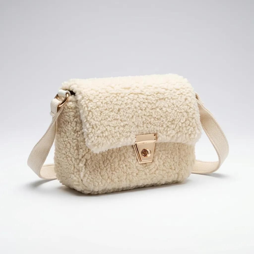 Krem Peluş Görünümlü Kadın Omuz ve Çapraz Askılı Çanta 18x14 cm - Lisinya Krem Peluş Görünümlü Kadın Omuz ve Çapraz Askılı Çanta 18x14 cm - Lisinya