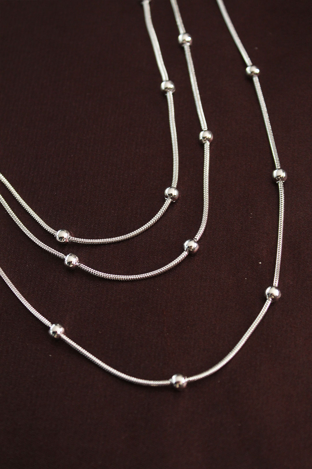 316L Çelik Gümüş Renk Minimal Topçuk Model Çoklu Kolye - Lisinya