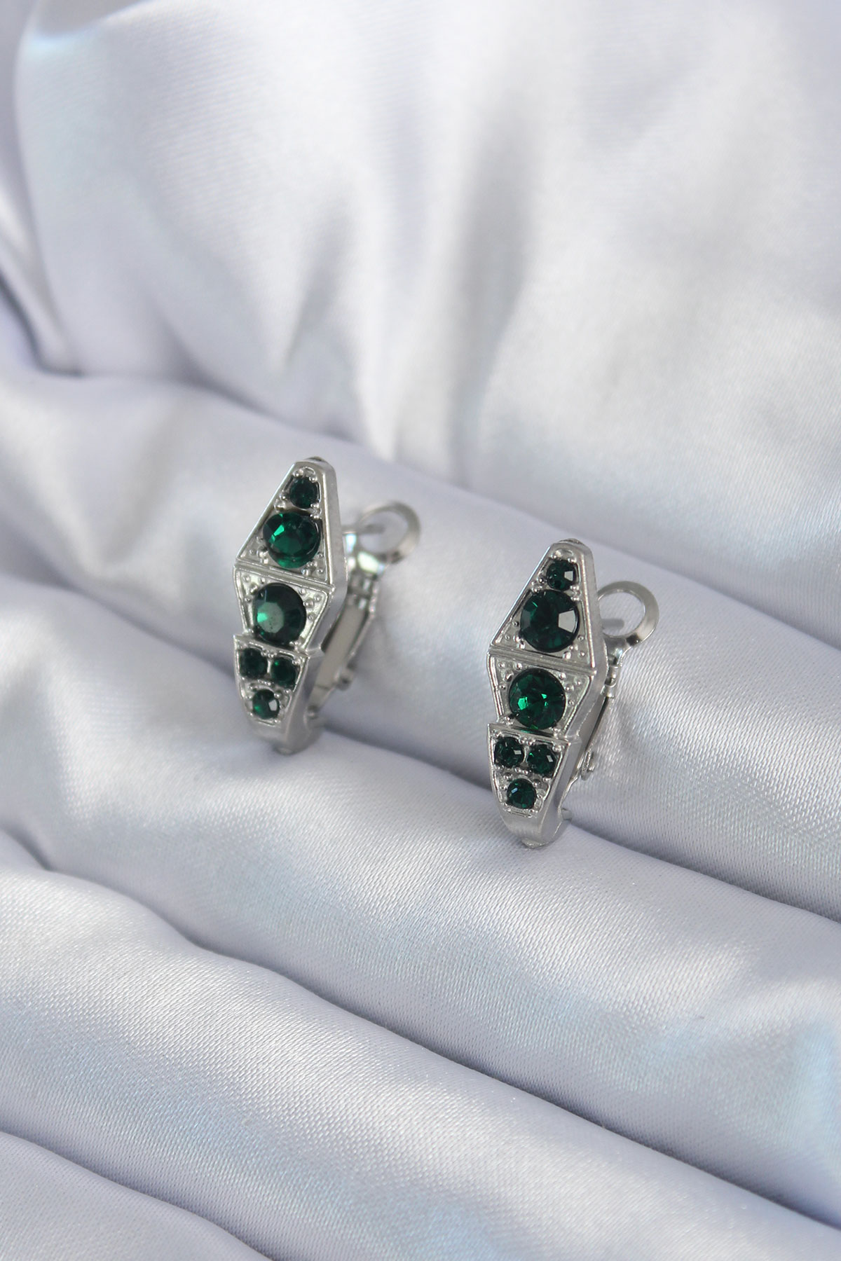 316L Çelik Gümüş Renk Yeşil Kristal Taş İşleme Yılan Model Kadın Küpe - Lisinya 316L Çelik Gümüş Renk Yeşil Kristal Taş İşleme Yılan Model Kadın Küpe - Lisinya