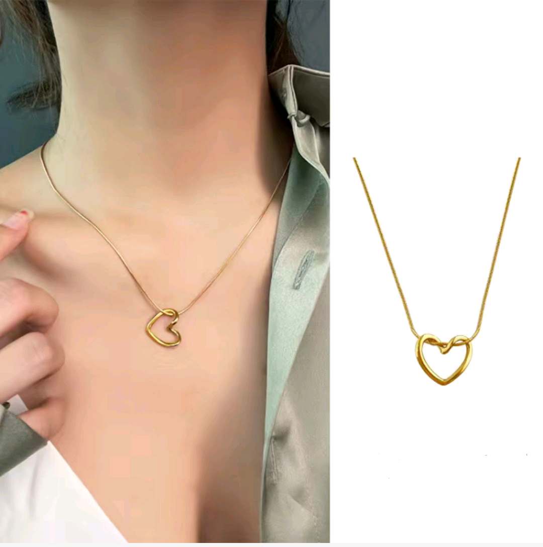 316L Çelik Zincir Gold Renk Kalp Model Kadın Kolye - Lisinya
