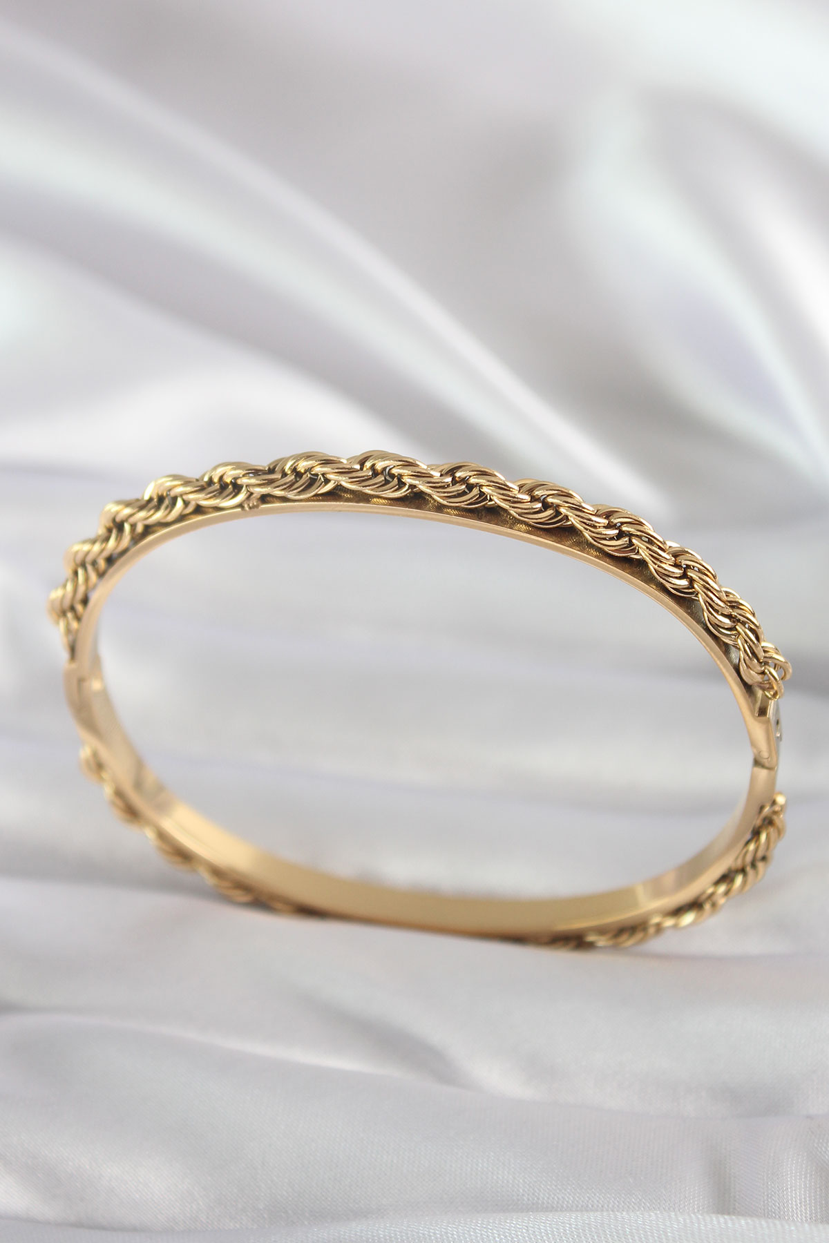 316L Çelik Gold Renk Burgu Zincir Model Kadın Kelepçe - Lisinya