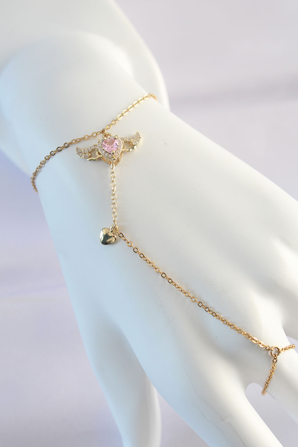 316L Çelik Gold Renk Pembe Zirkon Taşlı Kanatlı Kalp Model Şahmeran - Lisinya 316L Çelik Gold Renk Pembe Zirkon Taşlı Kanatlı Kalp Model Şahmeran - Lisinya