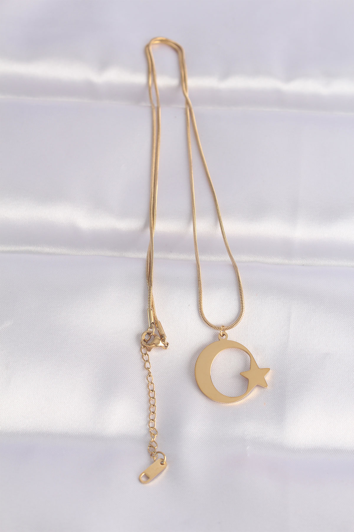 316L Çelik Zincir Gold Renk Ay Yıldız Unisex Kolye - Lisinya 316L Çelik Zincir Gold Renk Ay Yıldız Unisex Kolye - Lisinya