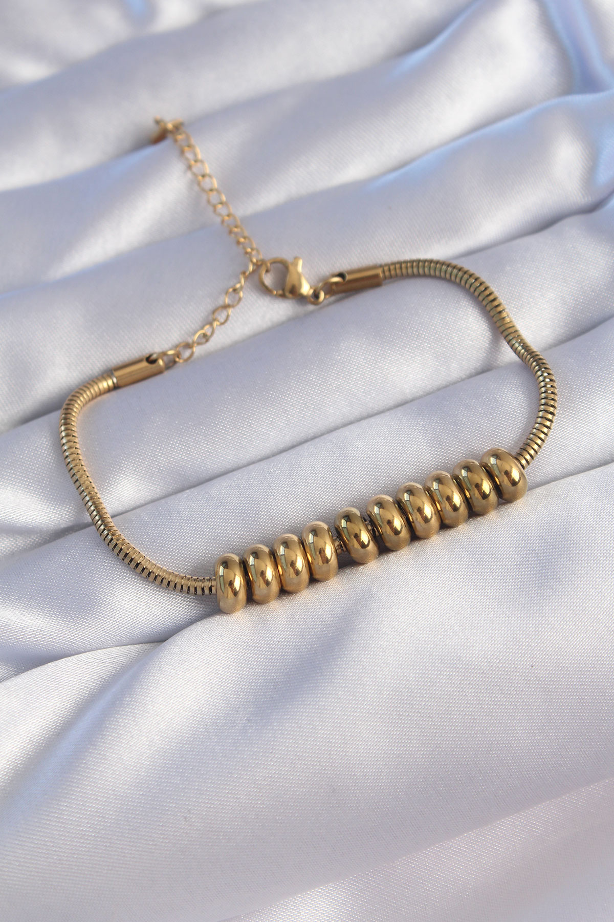 316L Çelik Gold Renk Oval Figürlü Bileklik - Lisinya 316L Çelik Gold Renk Oval Figürlü Bileklik - Lisinya