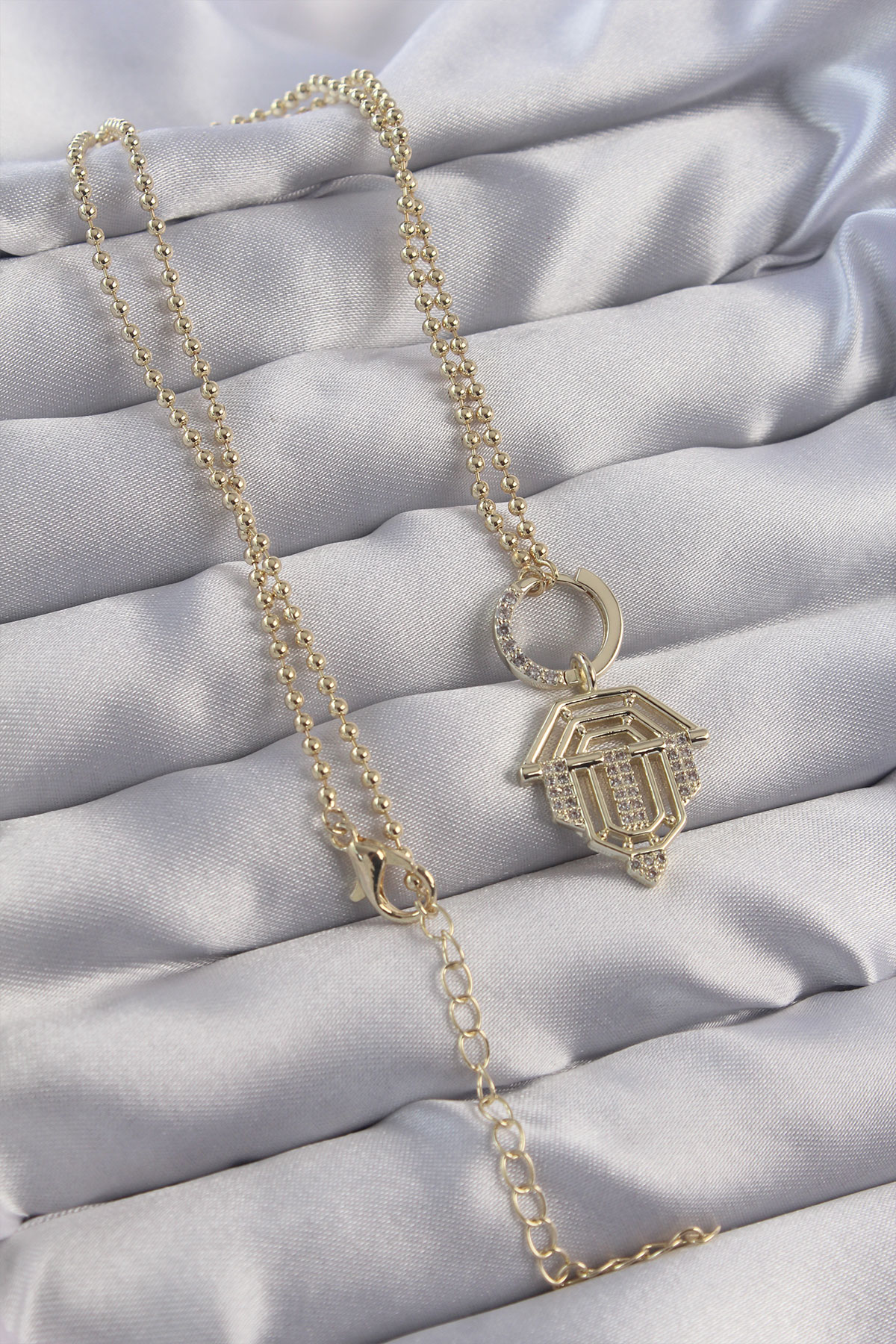 Pirinç Zirkon Taşlı Gold Renk Oval Detaylı Serenay Kolyesi - Lisinya Pirinç Zirkon Taşlı Gold Renk Oval Detaylı Serenay Kolyesi - Lisinya