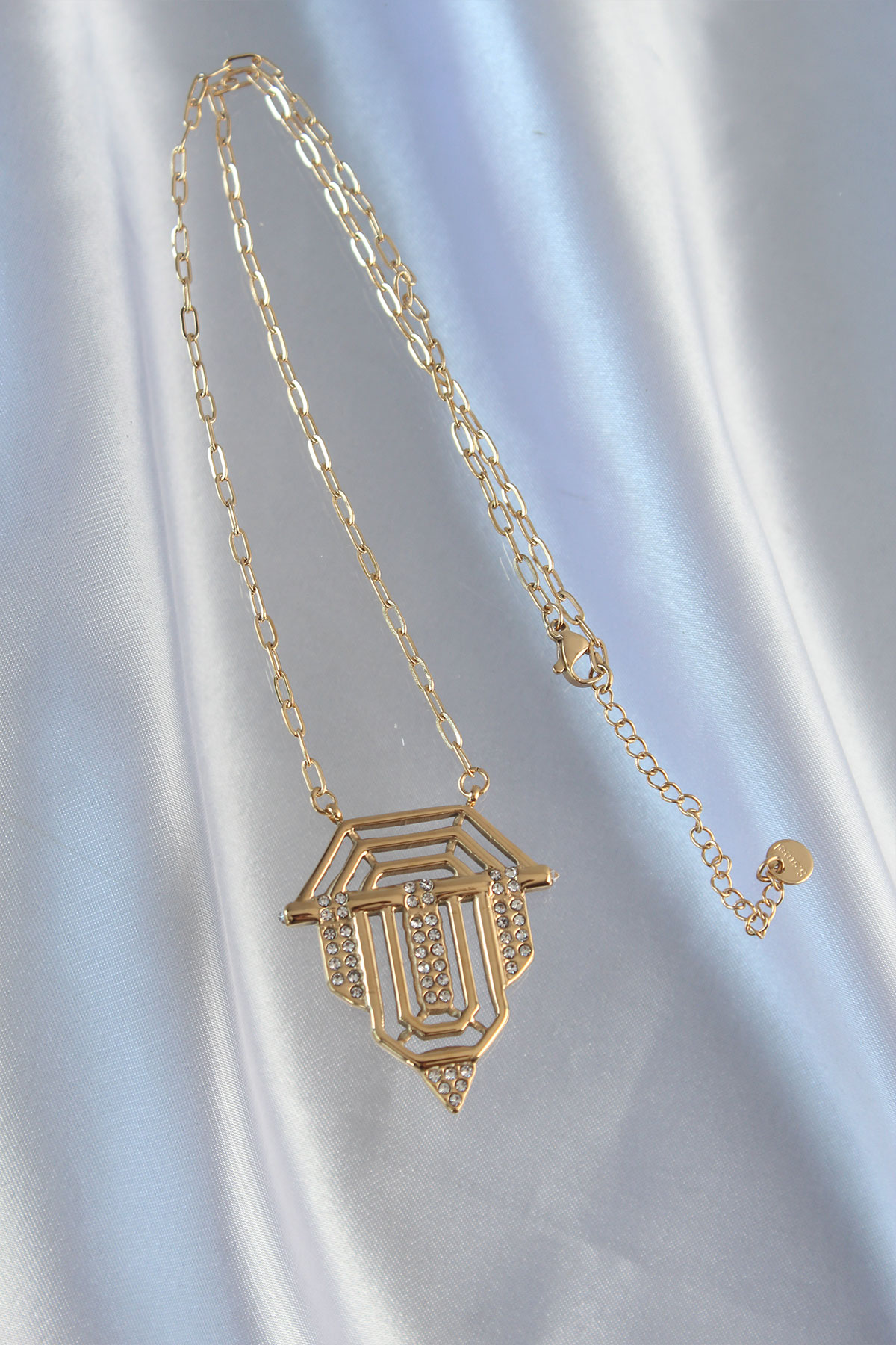 316L Çelik Zincir Gold Renk Zirkon Taşlı Serenay Kolyesi - Lisinya