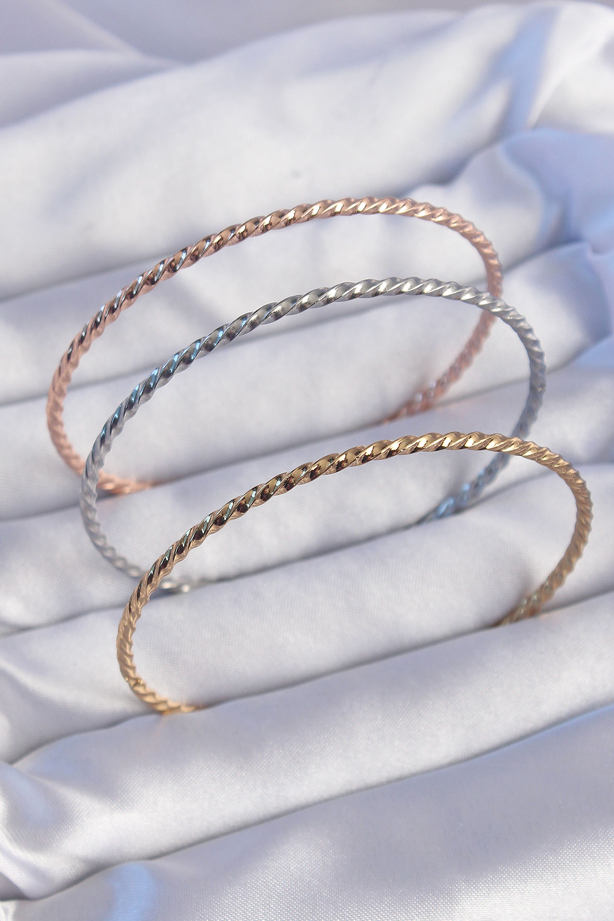 316L Çelik Renkli İnce Burgu Model Ajda Bilezik Seti - Lisinya