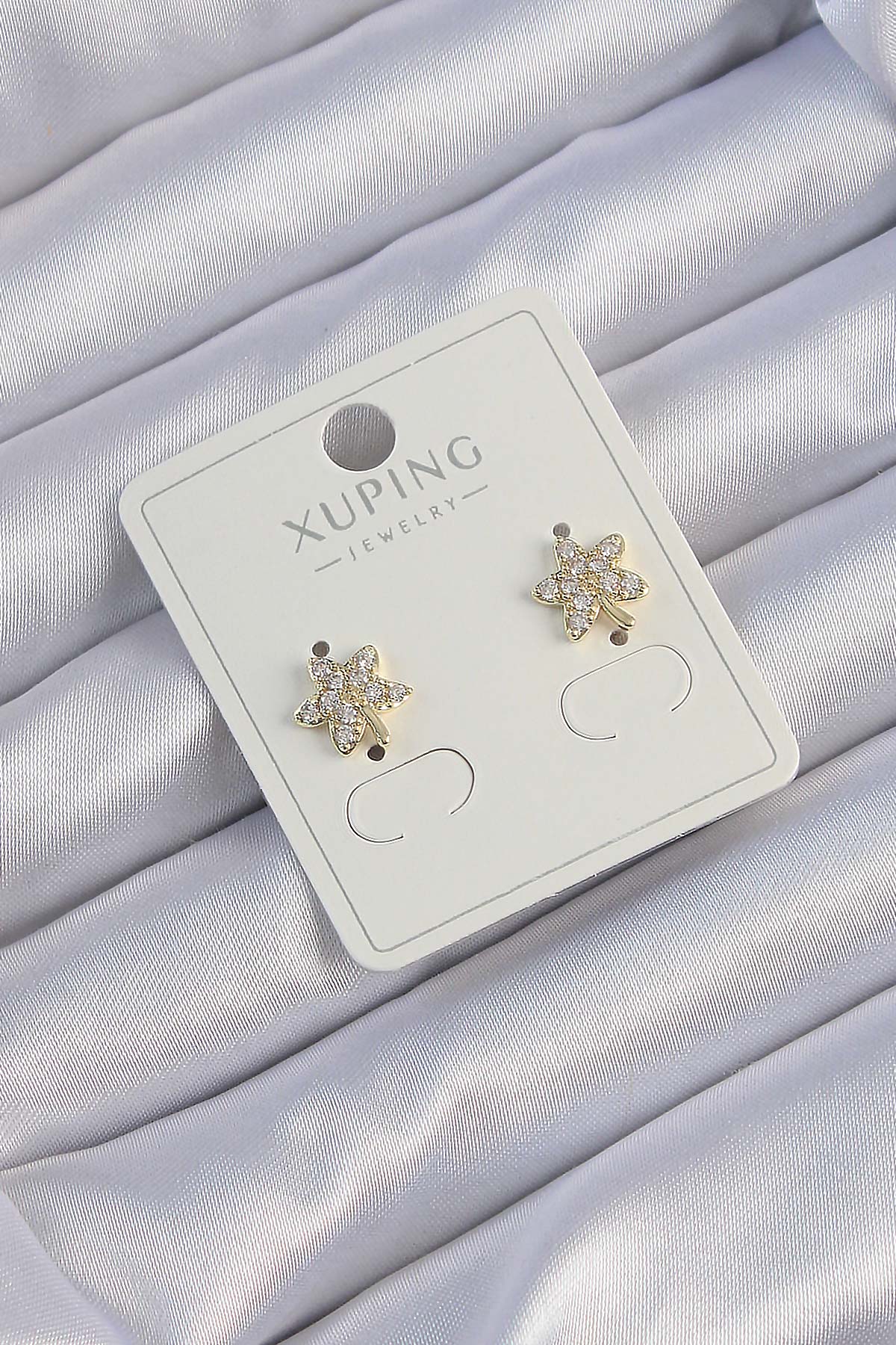 Xuping Gold Renk Zirkon Taşlı Yaprak Küpe - Lisinya