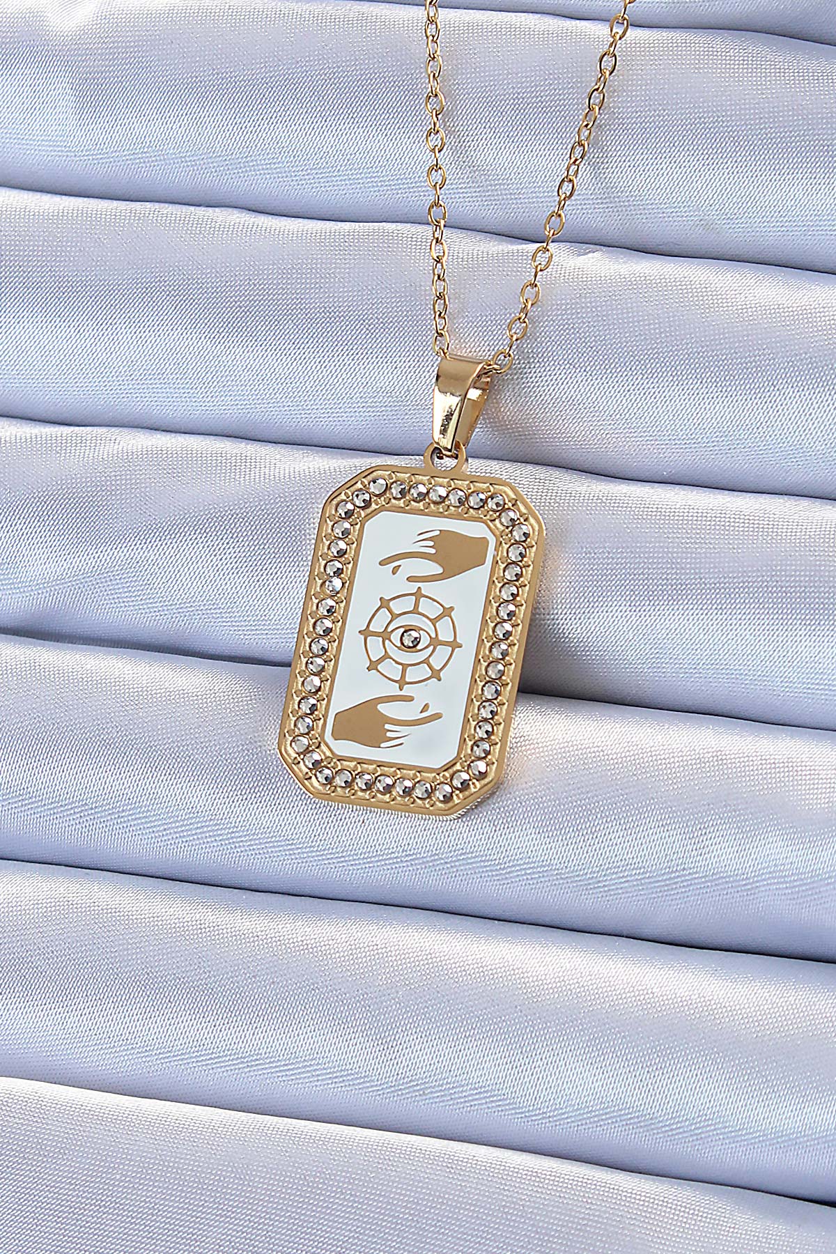 316L Çelik Zincir Altın Renk Mineli Zirkon Taşlı Göz Figür Tarot Kolye - Lisinya 316L Çelik Zincir Altın Renk Mineli Zirkon Taşlı Göz Figür Tarot Kolye - Lisinya