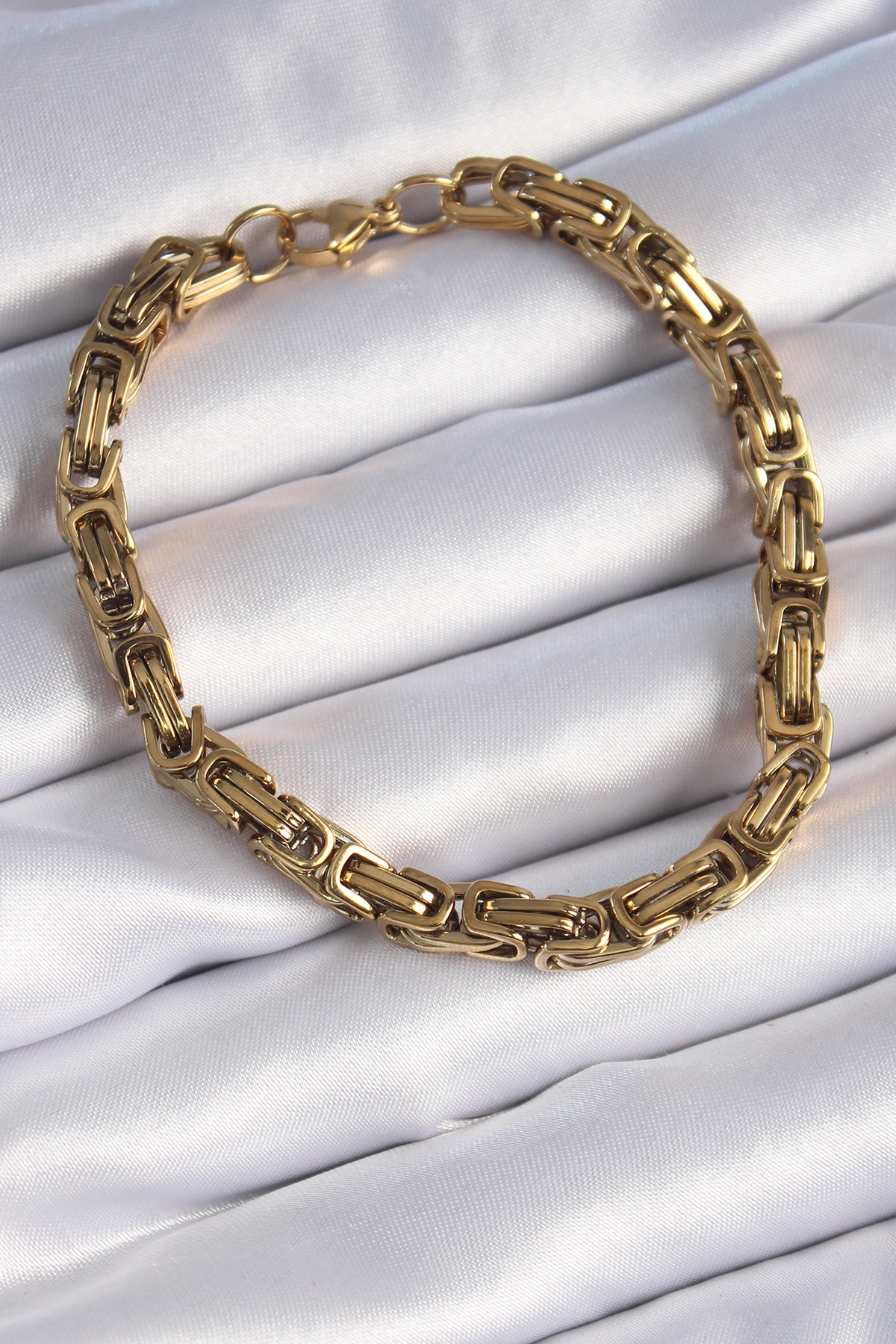 316L Çelik Gold Renk Kral Zincir Model Erkek Bileklik - Lisinya