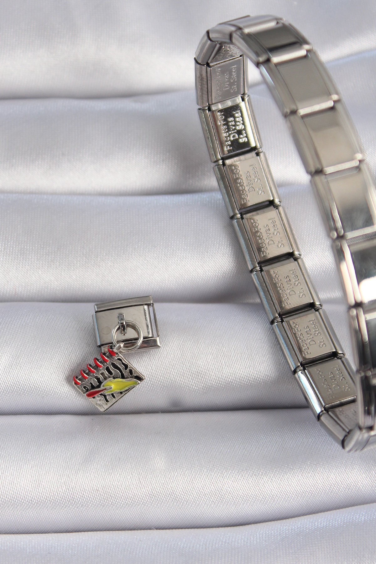 316L Çelik Gümüş Renk Sallantı Defter Figür Nomination Charm - Lisinya