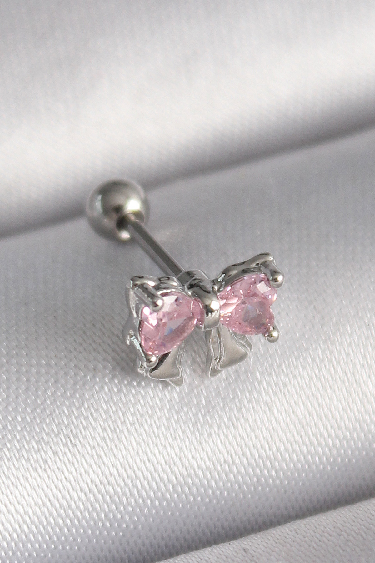 316L Çelik Gümüş Renk Pembe Zirkon Taşlı Fiyonk Tragus Piercing - Lisinya 316L Çelik Gümüş Renk Pembe Zirkon Taşlı Fiyonk Tragus Piercing - Lisinya