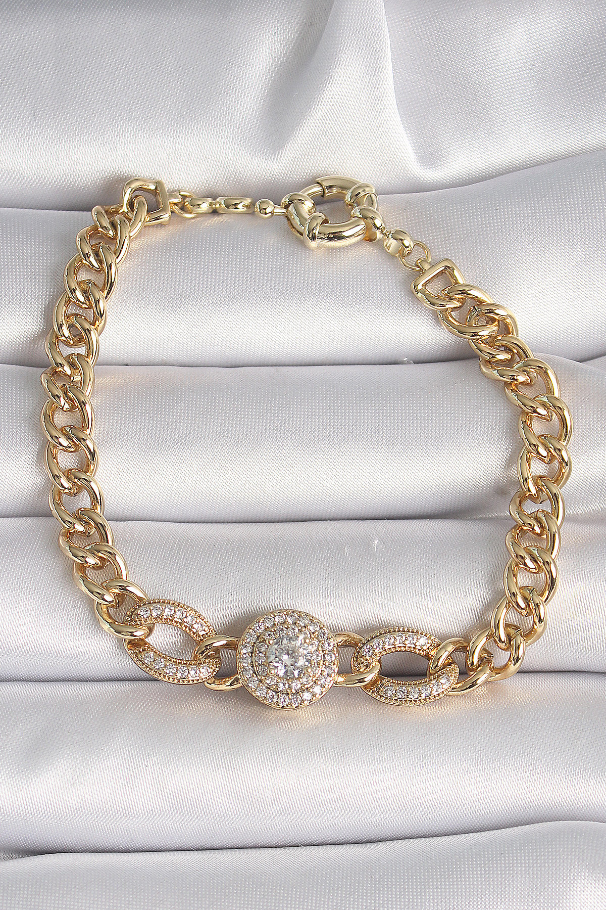 Pirinç Gold Renk Zirkon Taşlı Zincir Xuping VIP Exclusive Seri Kadın Bileklik - Lisinya