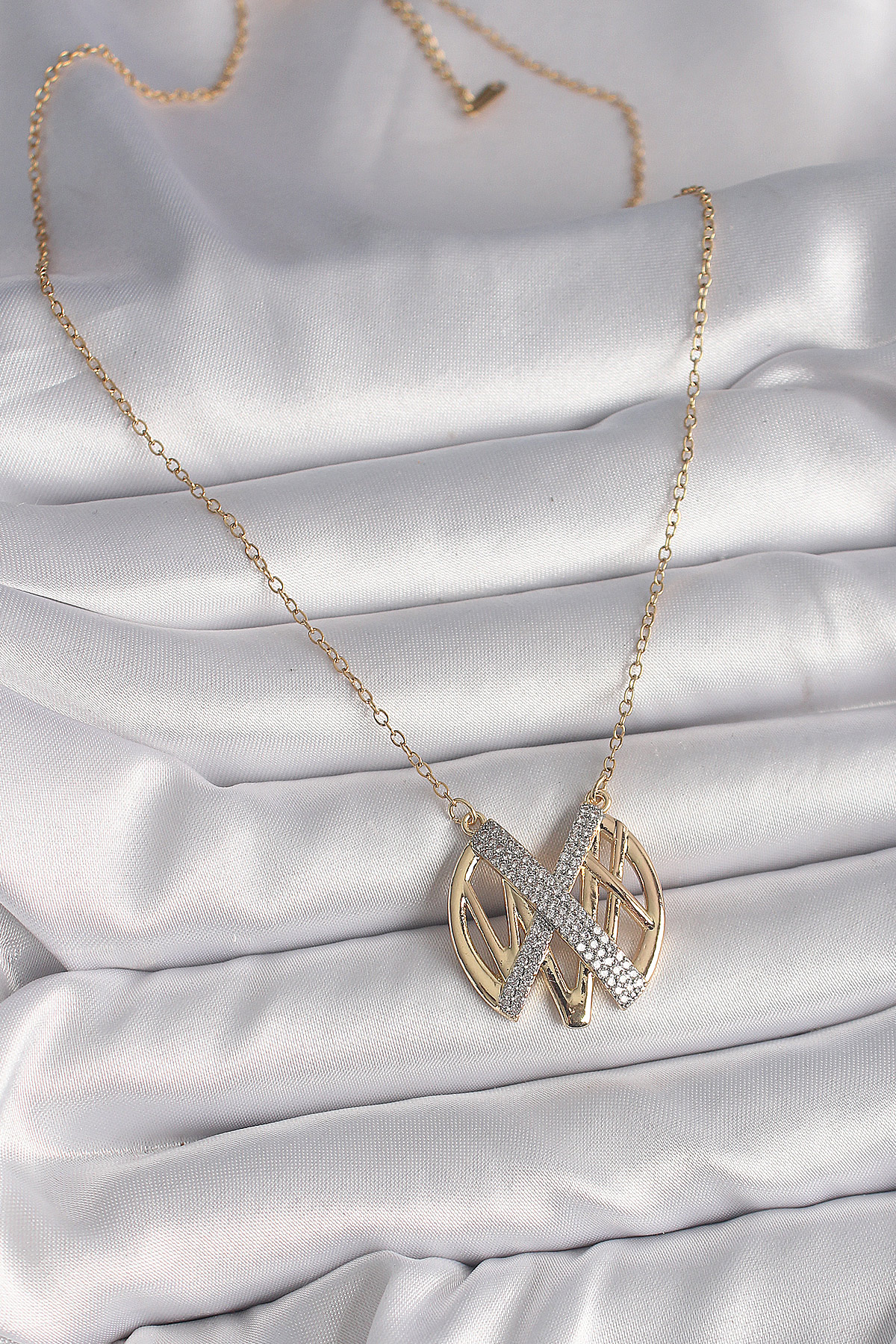 316L Çelik Gold Renk Zirkon Taşlı Vintage Model Kadın Kolye - Lisinya