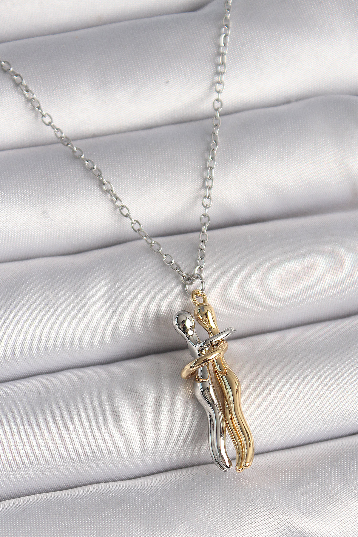 316L Çelik Gümüş Renk Zincir Sarılma Model Kadın Kolye - Lisinya