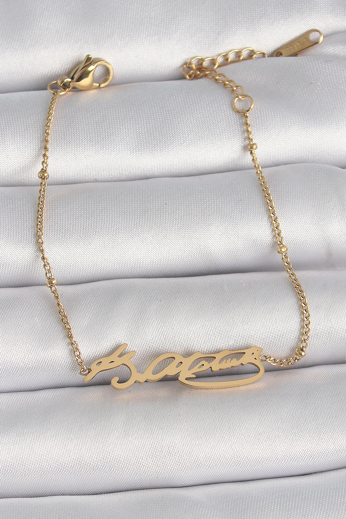 316L Çelik Gold Renk Atatürk İmza Model Kadın Bileklik - Lisinya