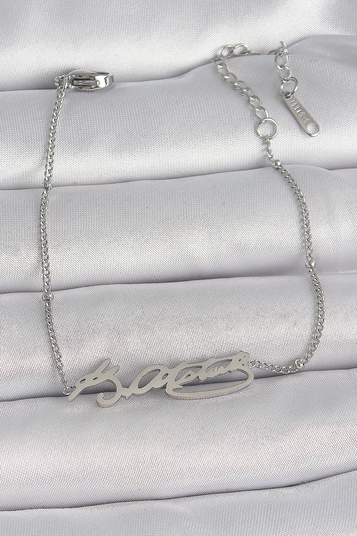 316L Çelik Gümüş Renk Atatürk İmza Model Kadın Bileklik - Lisinya