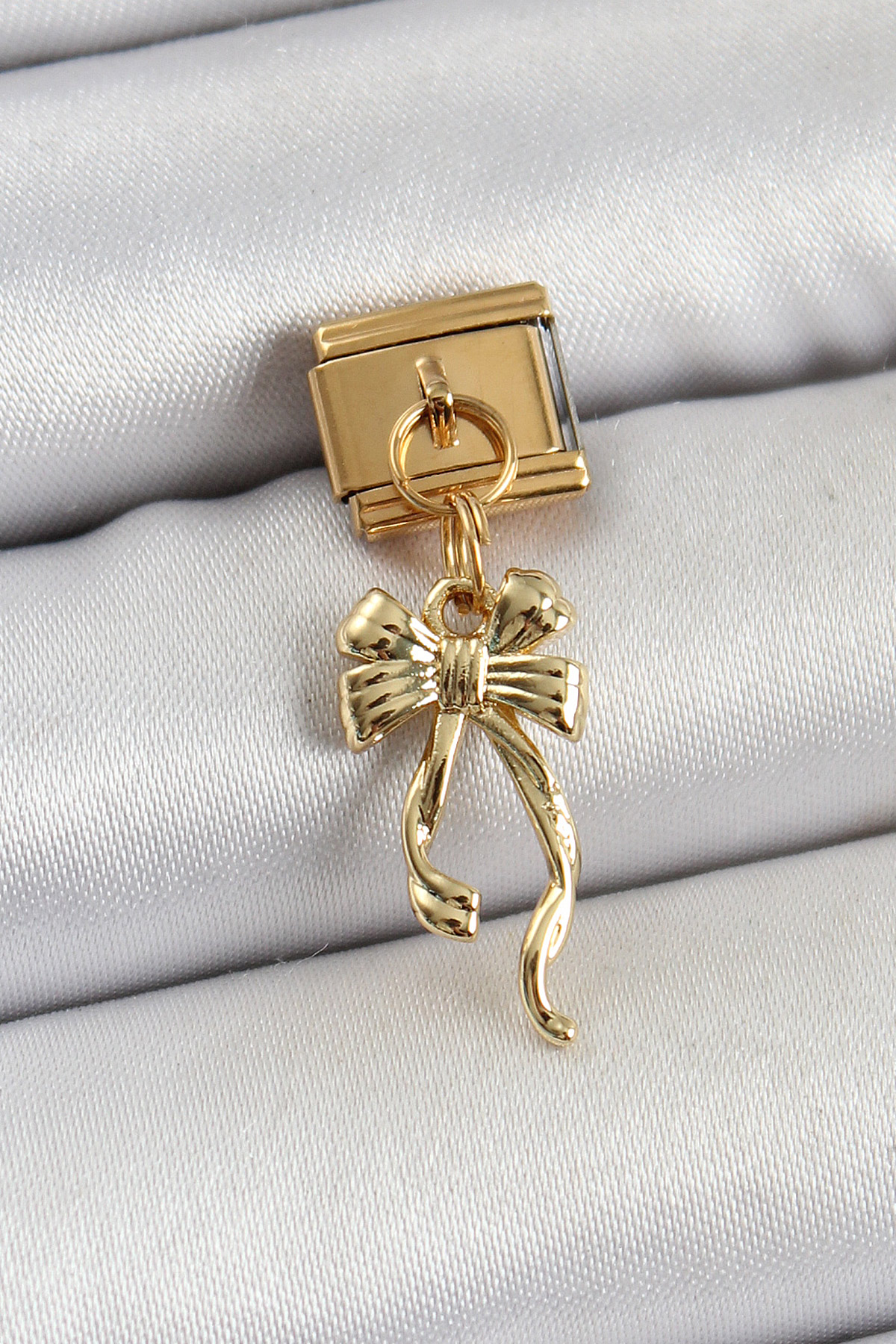 316L Çelik Sallantılı Uzun Fiyonk Model Gold Renk Nomination Charm - Lisinya