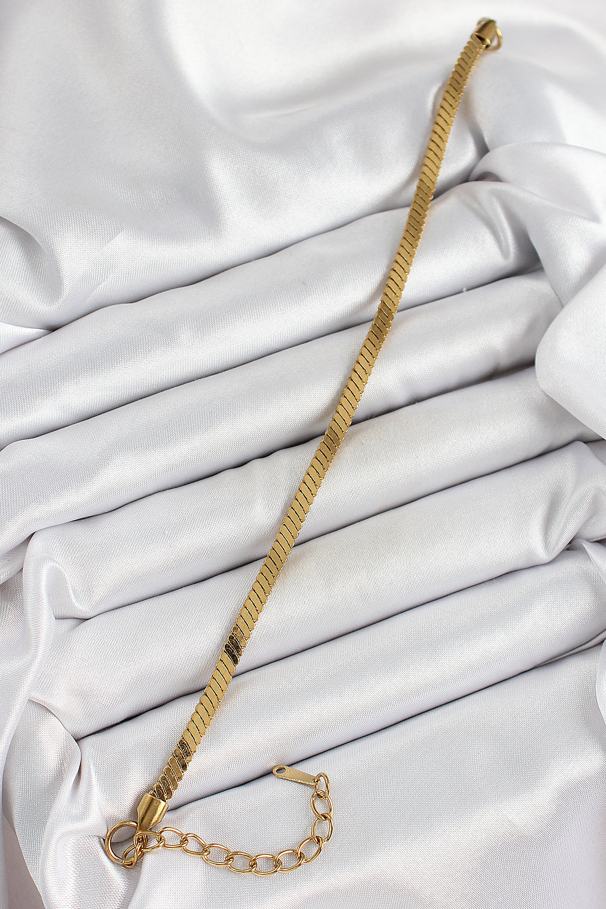 316L Çelik Gold Renk Yassı Zincir Model Kadın Bileklik - Lisinya