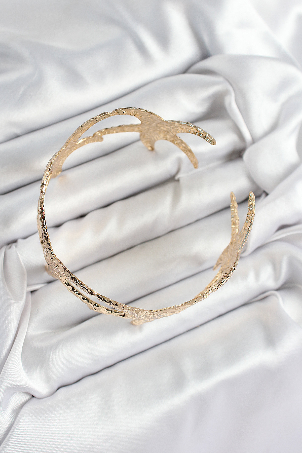 Pirinç Sıralı Deniz Yıldızı Model Gold Renk Kadın Pazu Bileklik - Lisinya