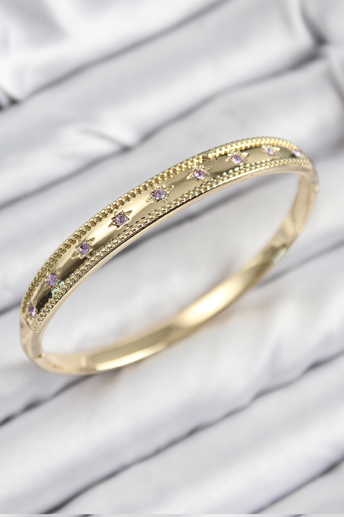 Pirinç Zirkon Taşlı Kutup Yıldızı Model Gold Renk Kadın Kelepçe - Lisinya