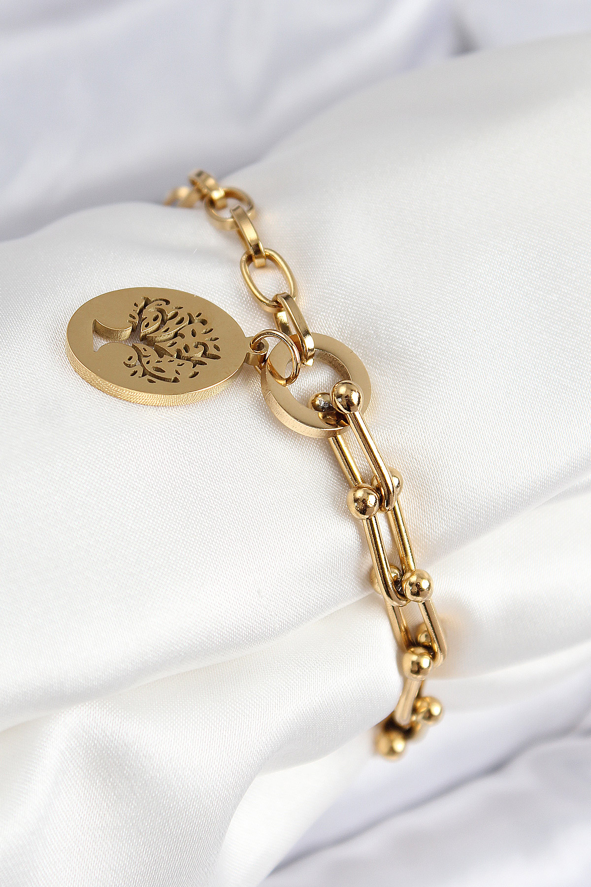 316L Çelik Tifany Ağaç Model Gold Renk Kadın Bileklik - Lisinya