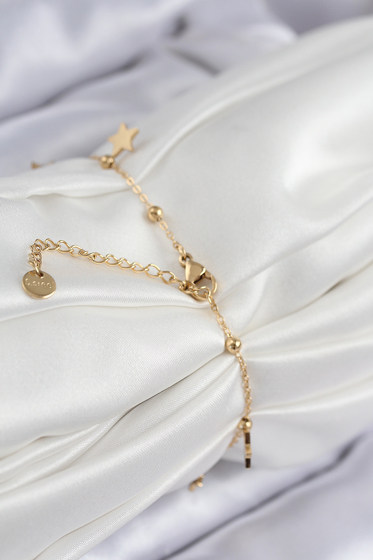 316L Çelik Sıralı Yıldız Model Gold Renk Kadın Bileklik - Lisinya 316L Çelik Sıralı Yıldız Model Gold Renk Kadın Bileklik - Lisinya