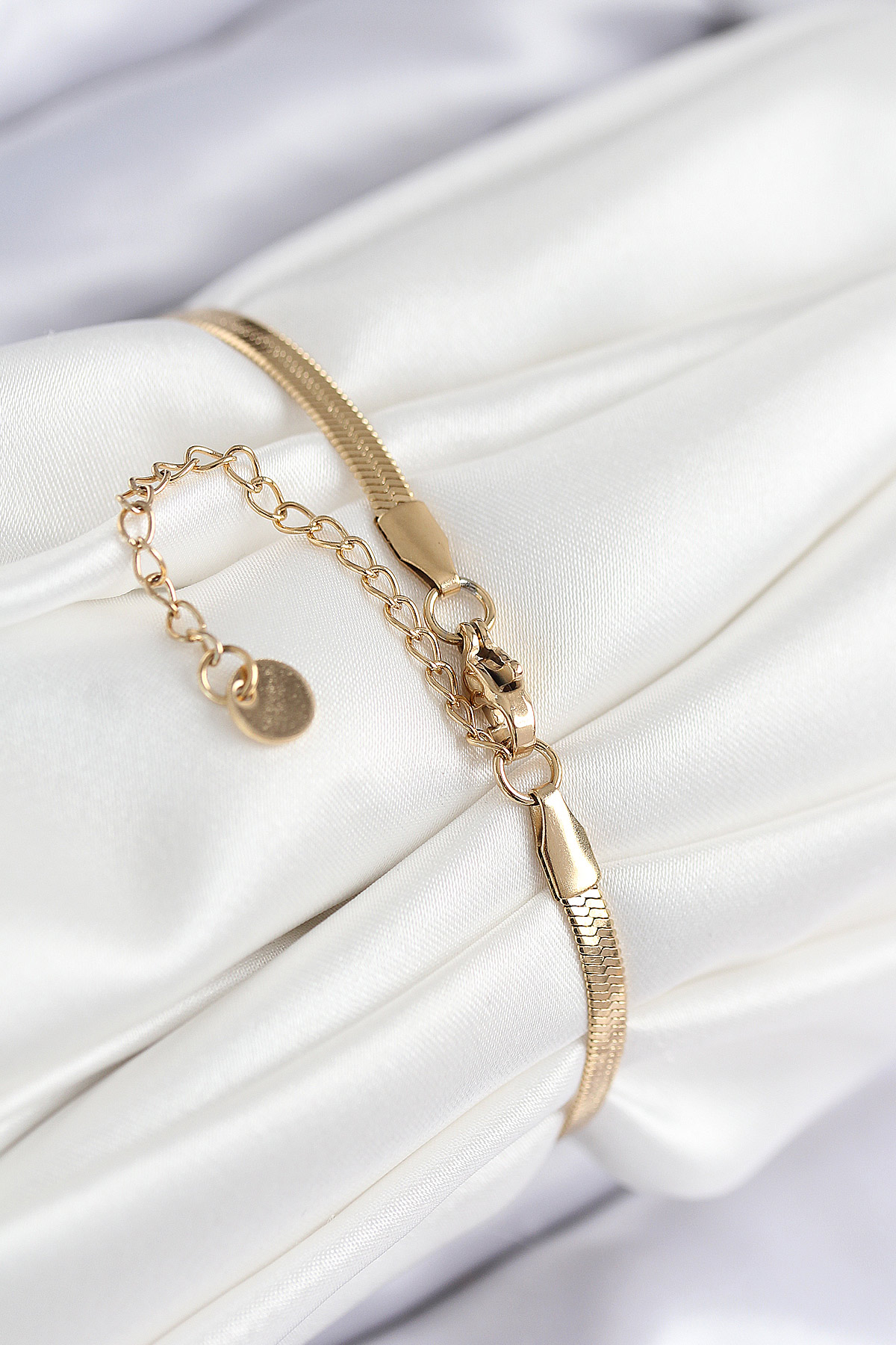 316L Çelik Nazar Boncuk Detaylı Yonca Model İtalyan Zincir Gold Renk Kadın Bileklik - Lisinya