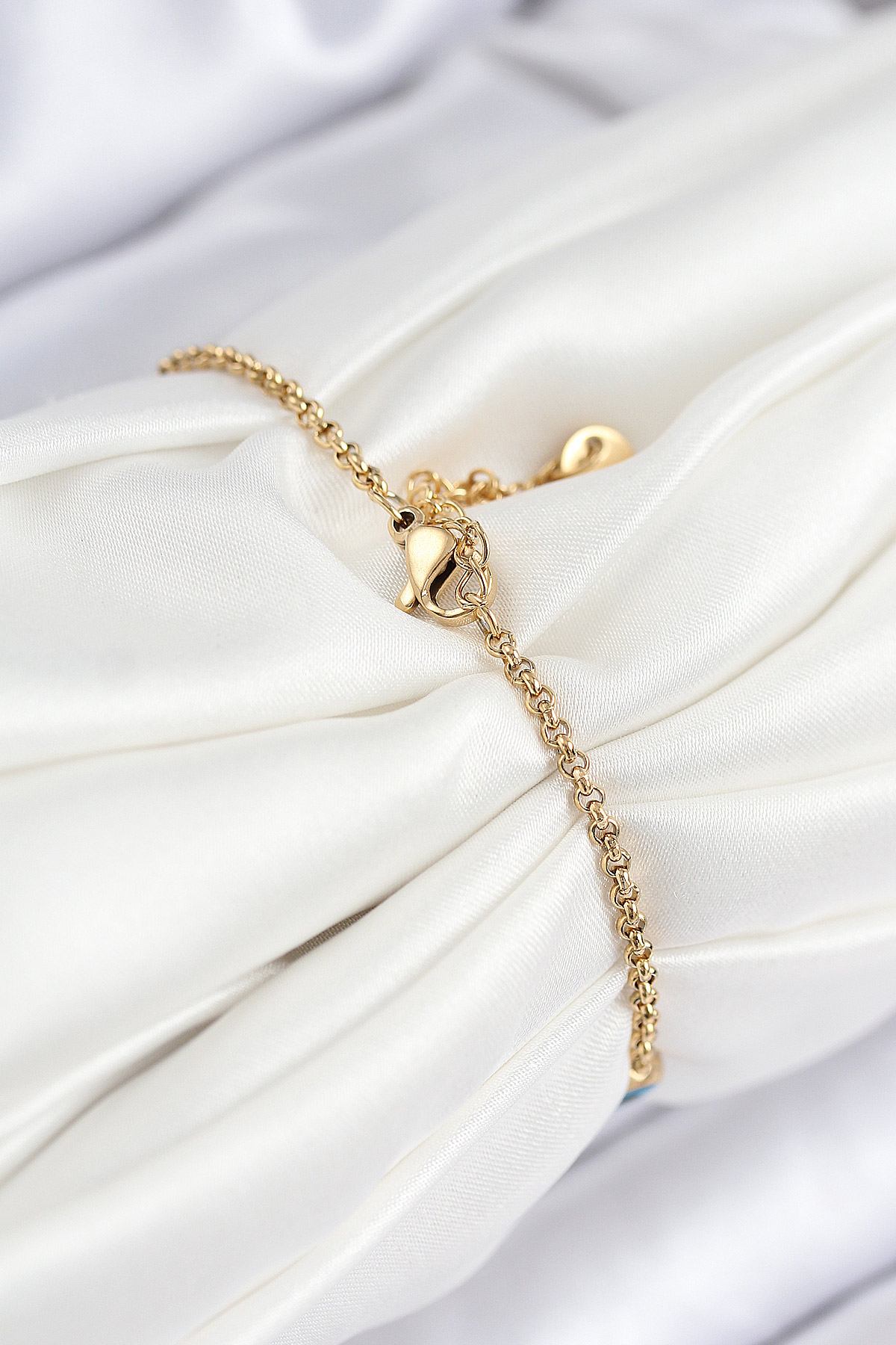 316L Çelik Nazar Boncuğu Model Gold Renk Kadın Bileklik - Lisinya