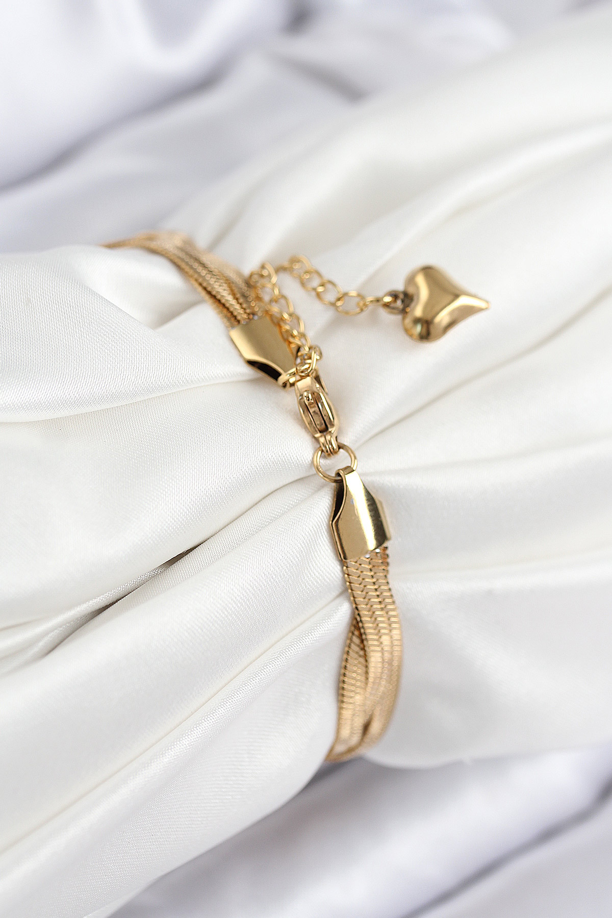 316L Çelik Örgü İtalyan Zincir Model Gold Renk Kadın Bileklik - Lisinya