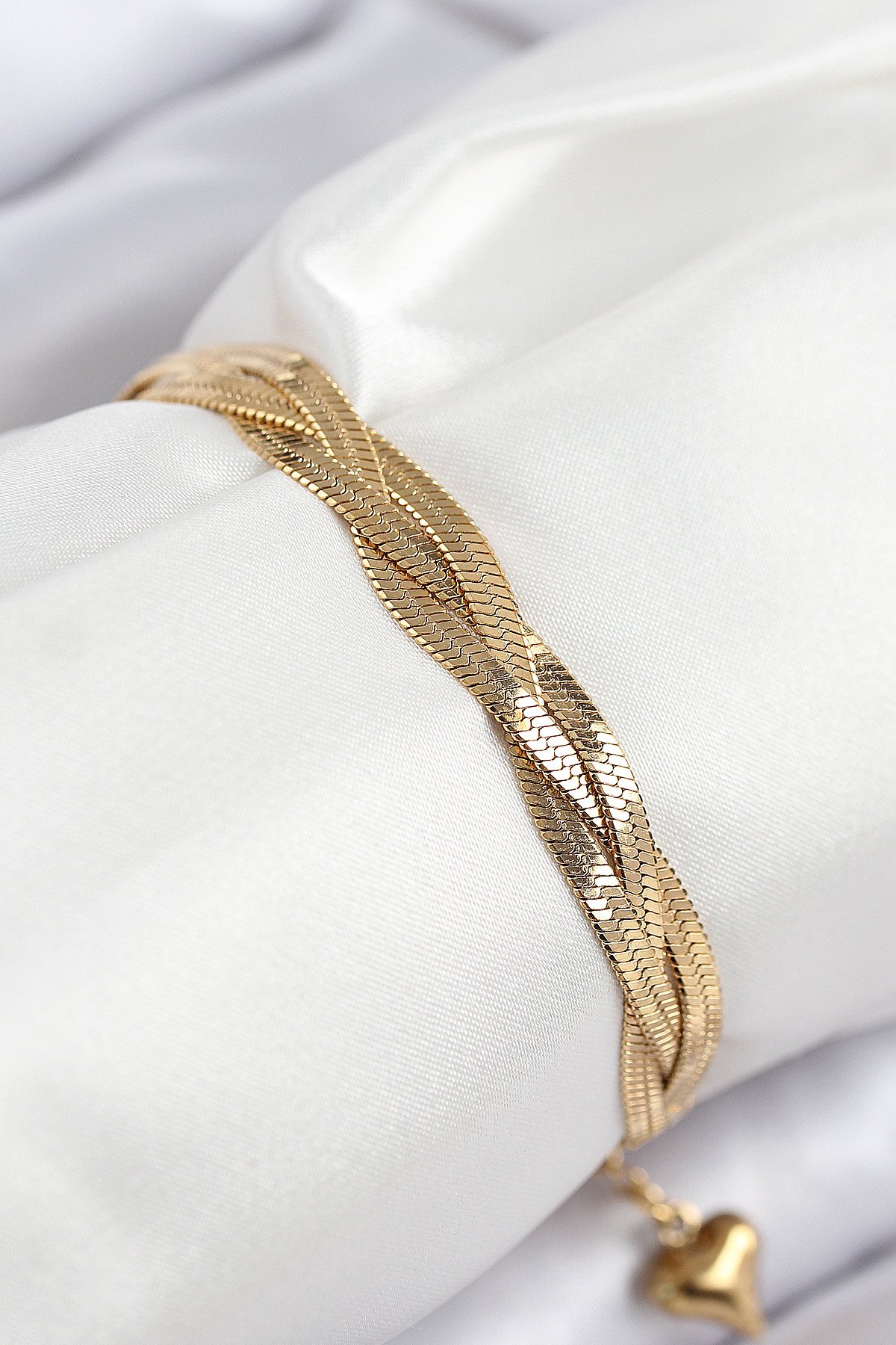 316L Çelik Örgü İtalyan Zincir Model Gold Renk Kadın Bileklik - Lisinya