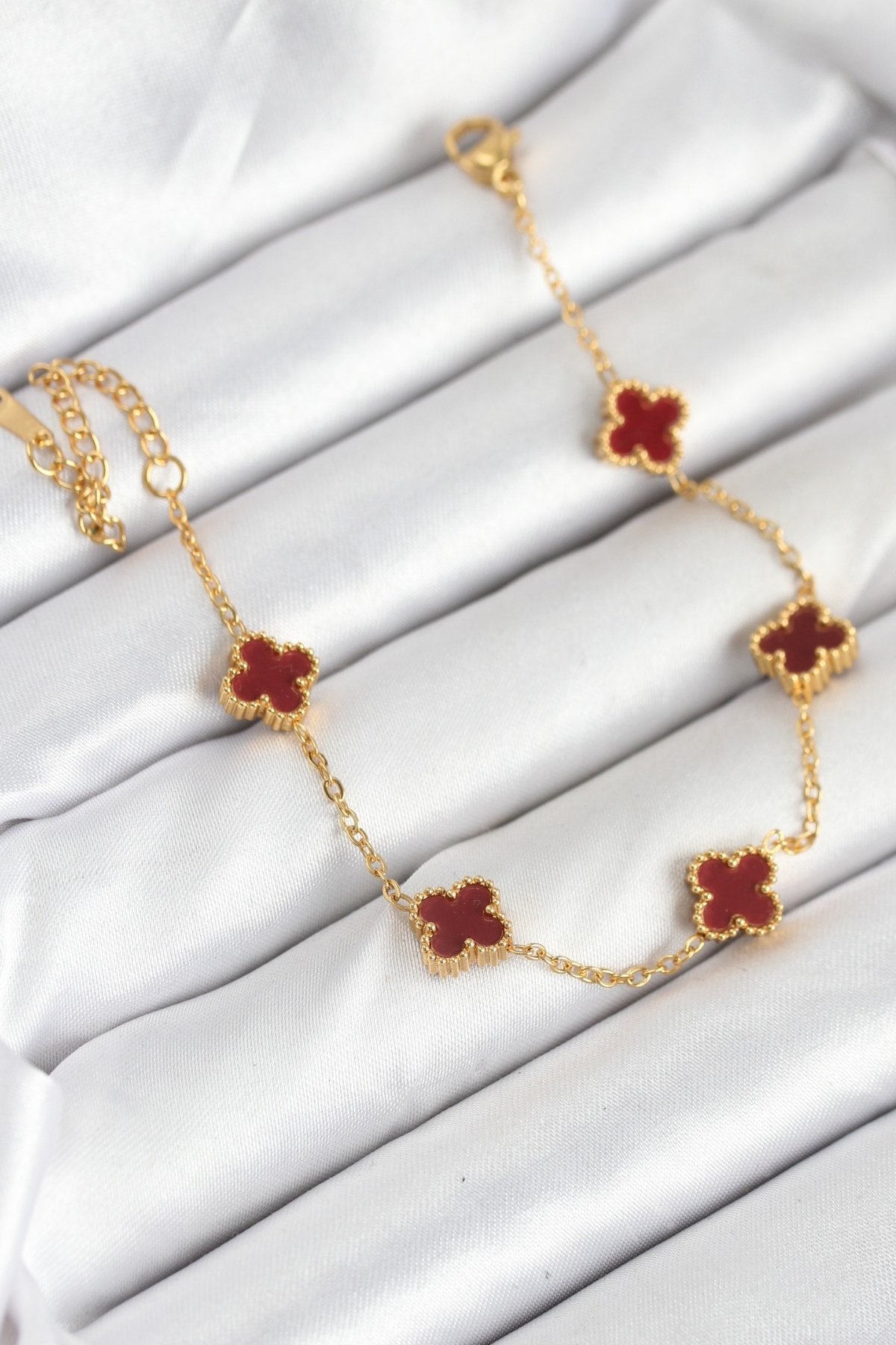 316L Çelik Gold Zincir Baby Boy Bordo Renk Bileklik - Lisinya