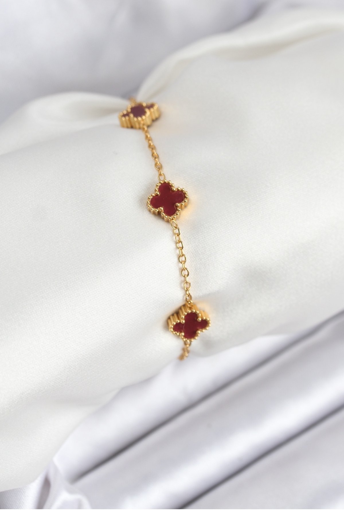 316L Çelik Gold Zincir Baby Boy Bordo Renk Bileklik - Lisinya