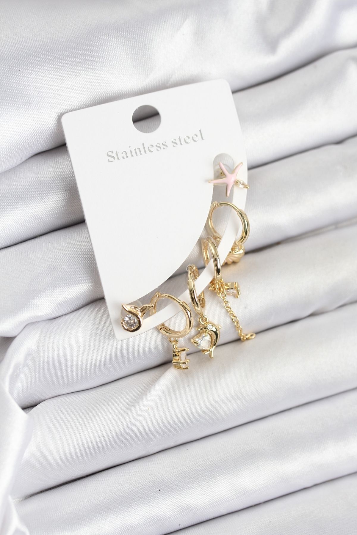 Pirinç Gold Renk Set Küpe - Lisinya Pirinç Gold Renk Set Küpe - Lisinya