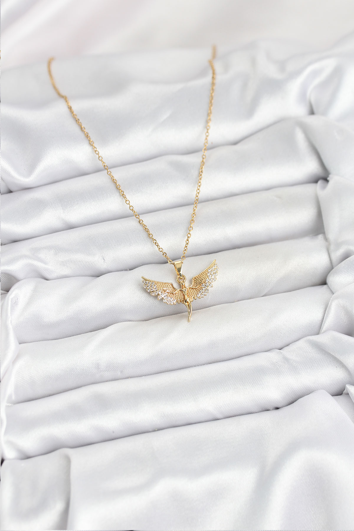 316L Çelik Zincir Gold Renk Melek Model Kadın Kolye - Lisinya