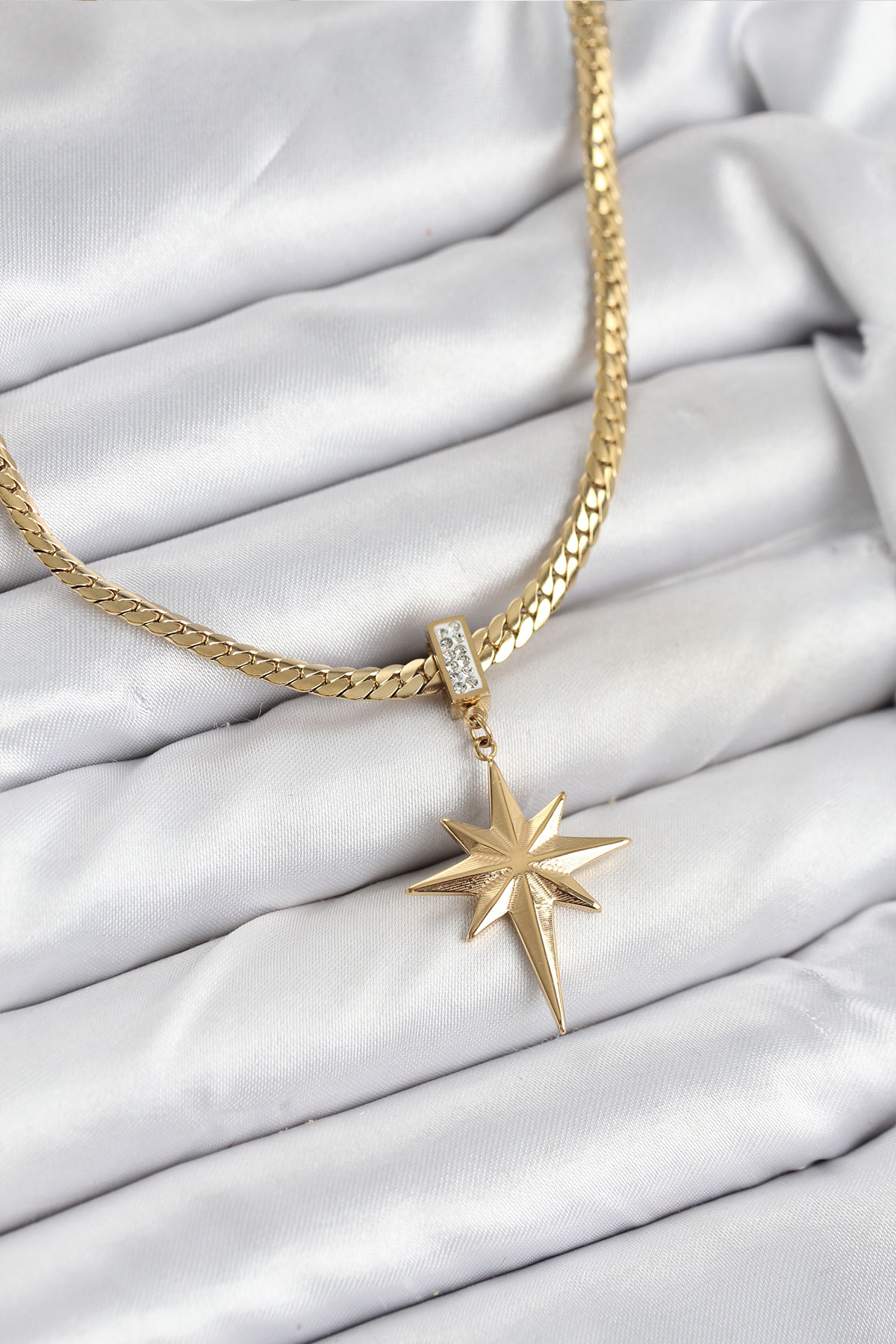 316L Çelik Zincir Gold Renk Kutup Yıldızı Model Kadın Kolye - Lisinya