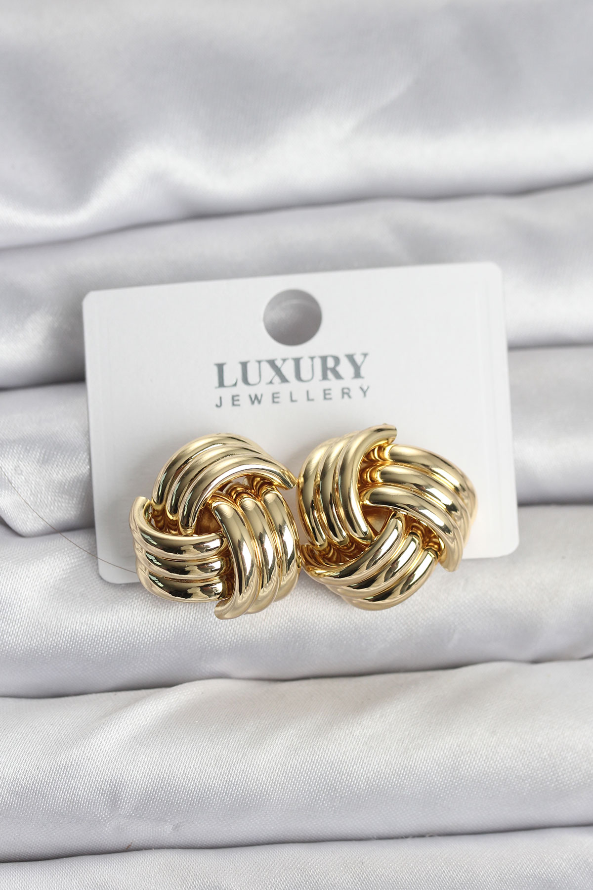 Pirinç Sarmal Gold Renk Kadın Küpe - Lisinya Pirinç Sarmal Gold Renk Kadın Küpe - Lisinya