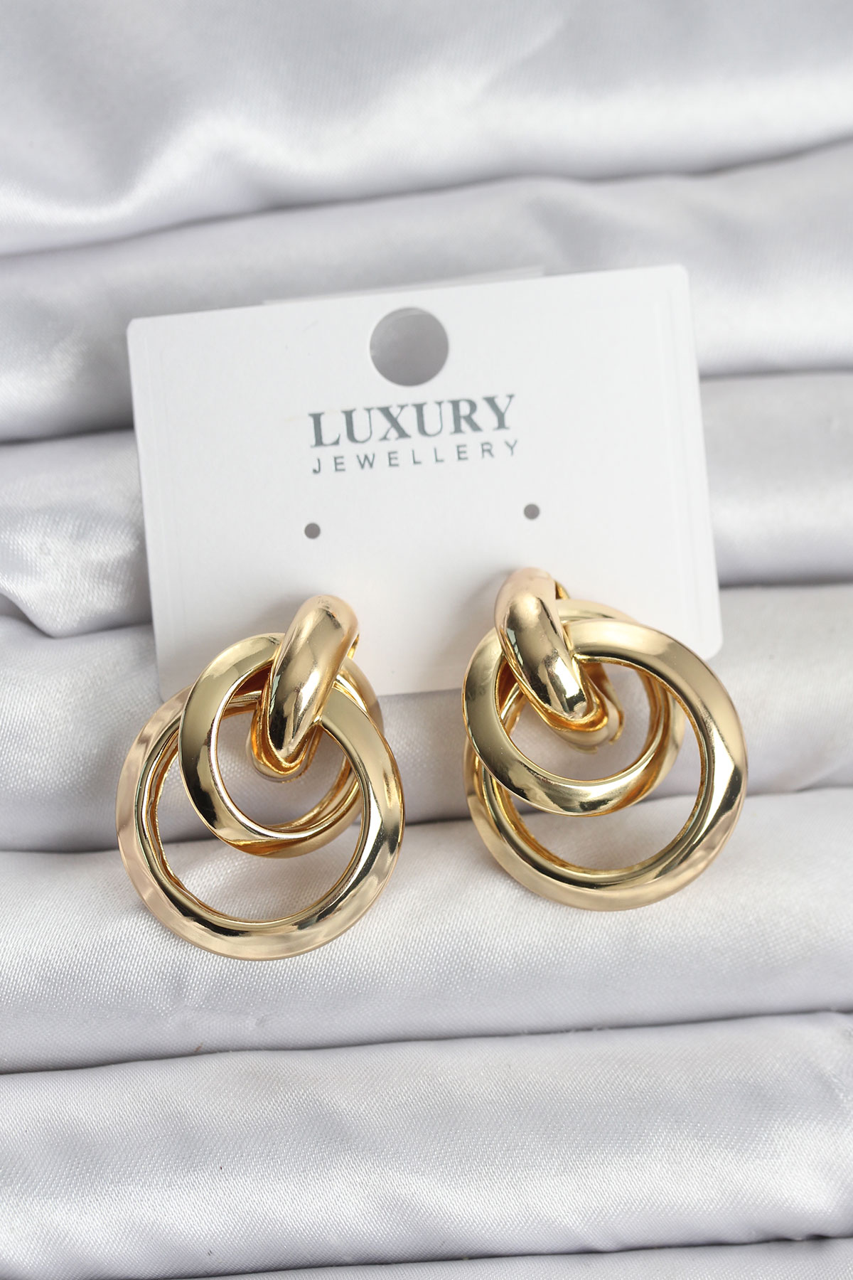 Gold Renk Halka Model Pirinç Kadın Küpe - Lisinya