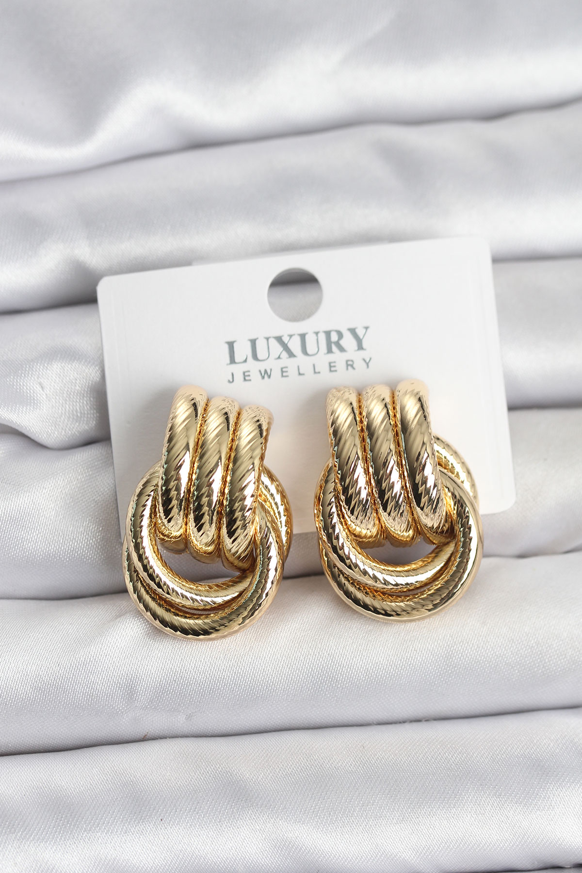 Gold Renk Halka Modelli Pirinç Kadın Küpe - Lisinya