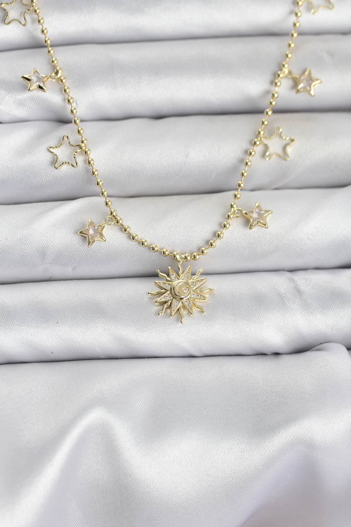 Pirinç Gold Renk Güneş Model Kadın Kolye - Lisinya