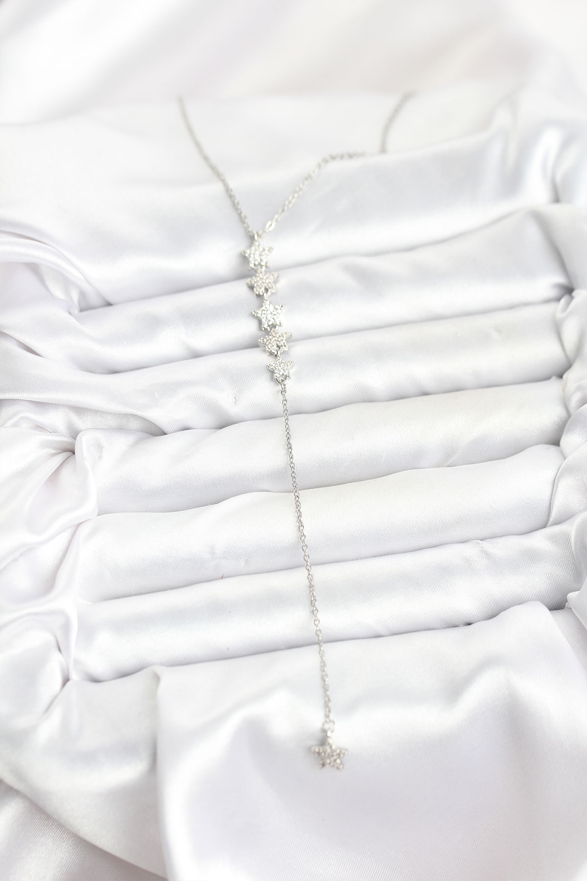 316L Çelik Zincir Gümüş Renk Yıldız Model Y Kolye - Lisinya