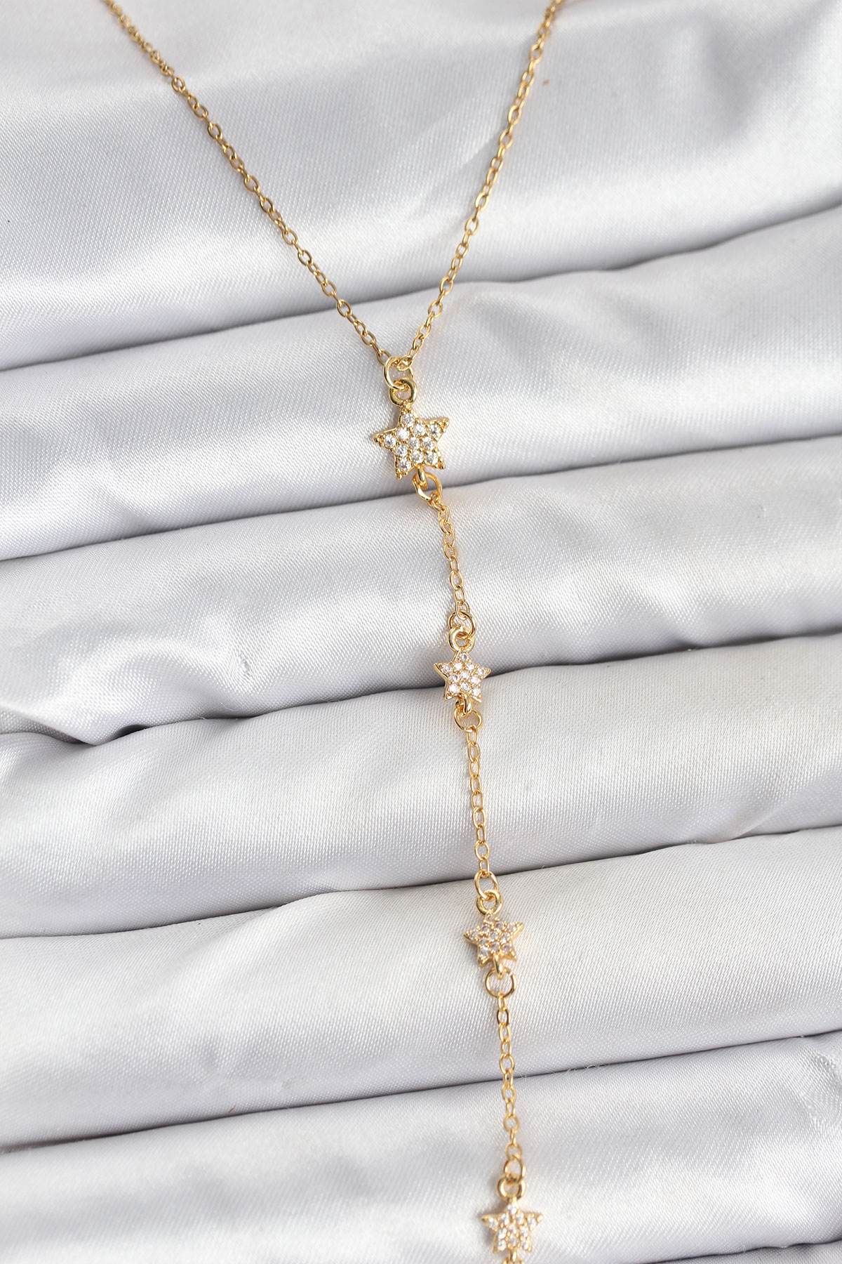 316L Çelik Zincir Gold Renkli Yıldız Model Kadın Y Kolye - Lisinya