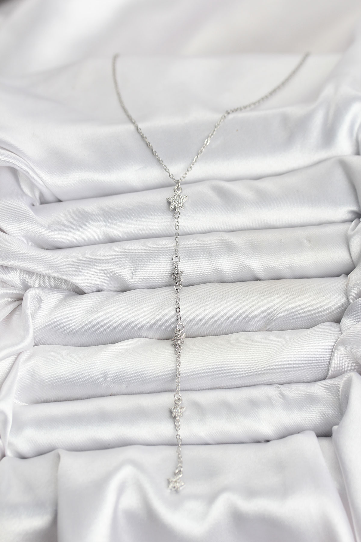 316L Çelik Zincir Gümüş Renkli Yıldız Model Kadın Y Kolye - Lisinya