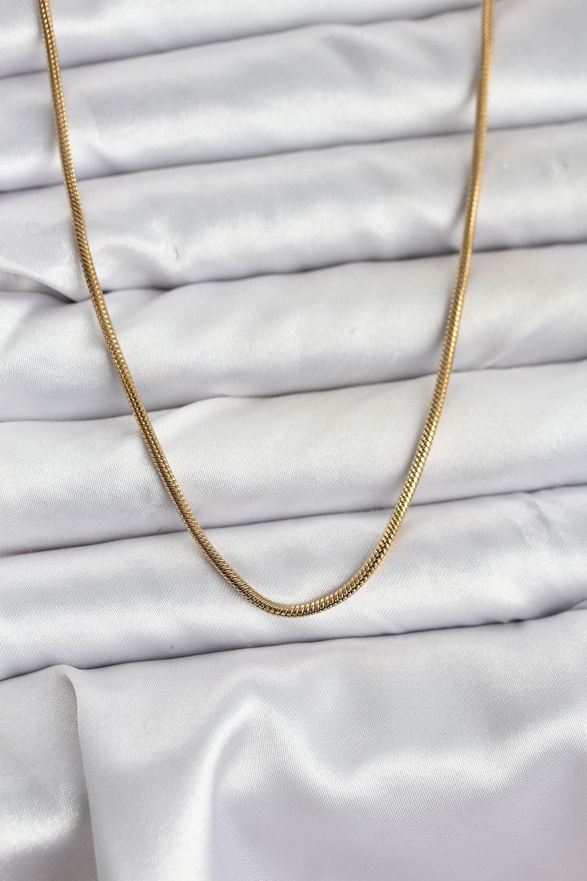 316L Çelik Zincir Gold Renk 60 cm Yılan Zincir Kadın Kolye - Lisinya